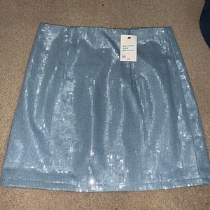 blue miniskirt sequined